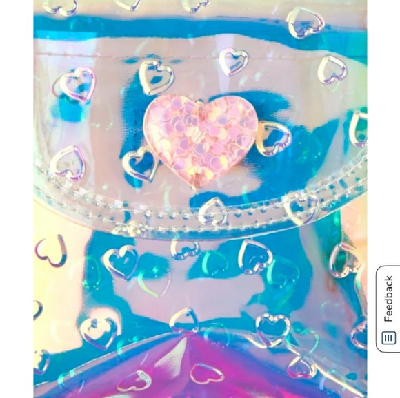 Girls Embossed Heart Holographic Mini Backpack - Picture 2 of 4